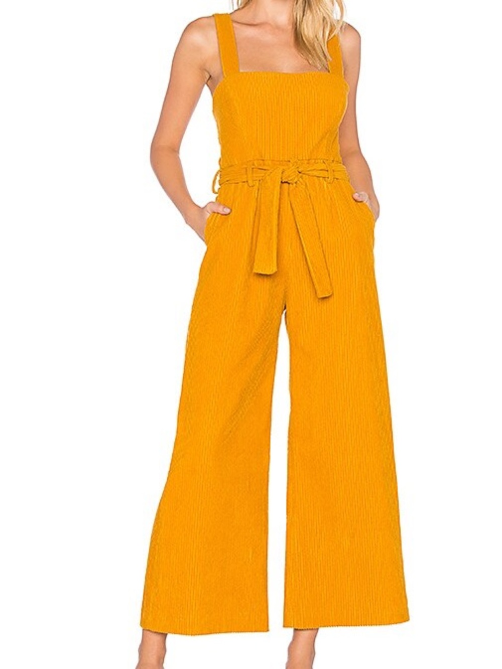 Mara Hoffman Idola Mustard Corduroy Wide Leg Jumpsuit Size 12